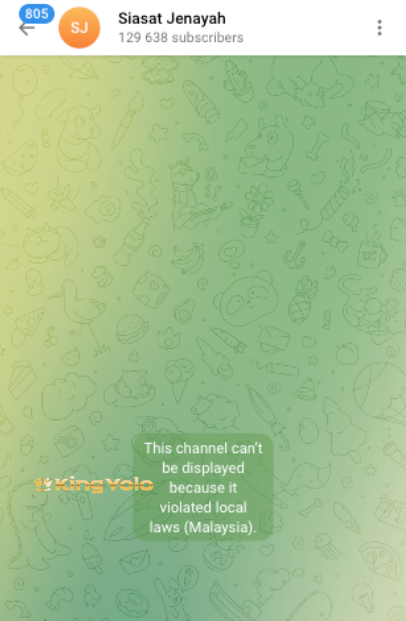 snapshot of siasat jenayah channel got banned by MCMC
